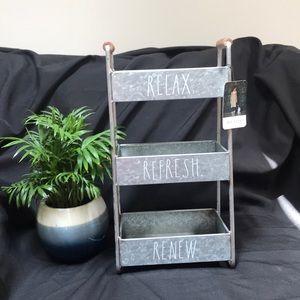 Rae Dunn Galvanized Stand RELAX REFRESH RENEW